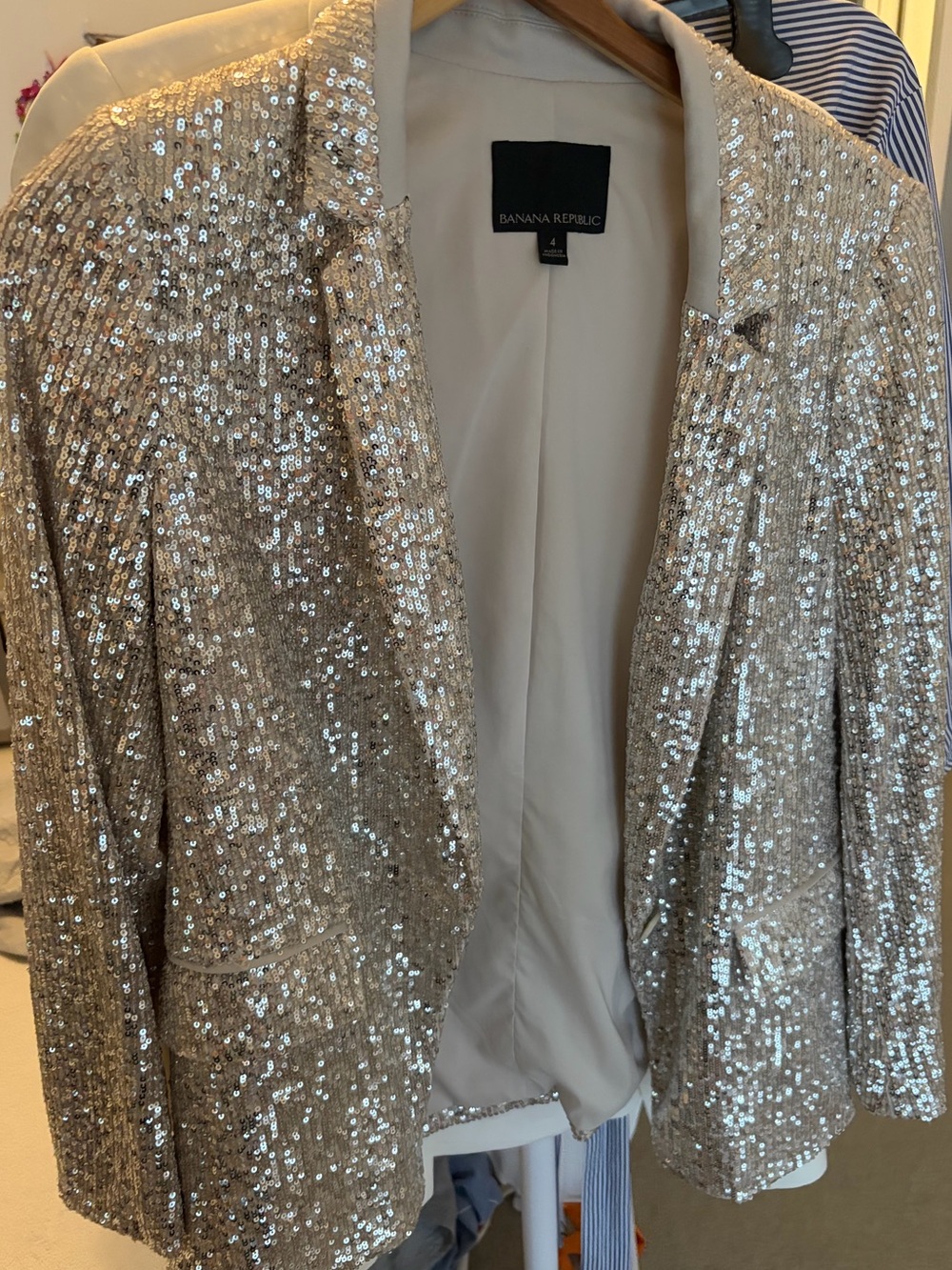 Banana Republic Champagne Sequin Blazer Jacket